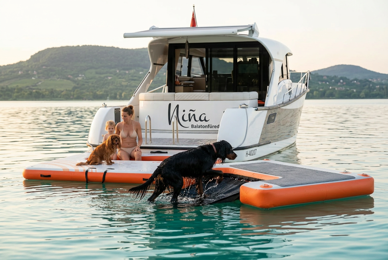 Kutya a kutyarampán a Niña mellett, Balaton